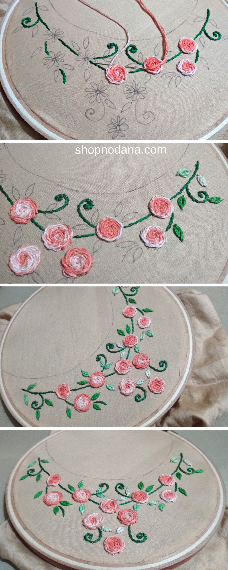 Hand embroidery design for neck-shopnodana