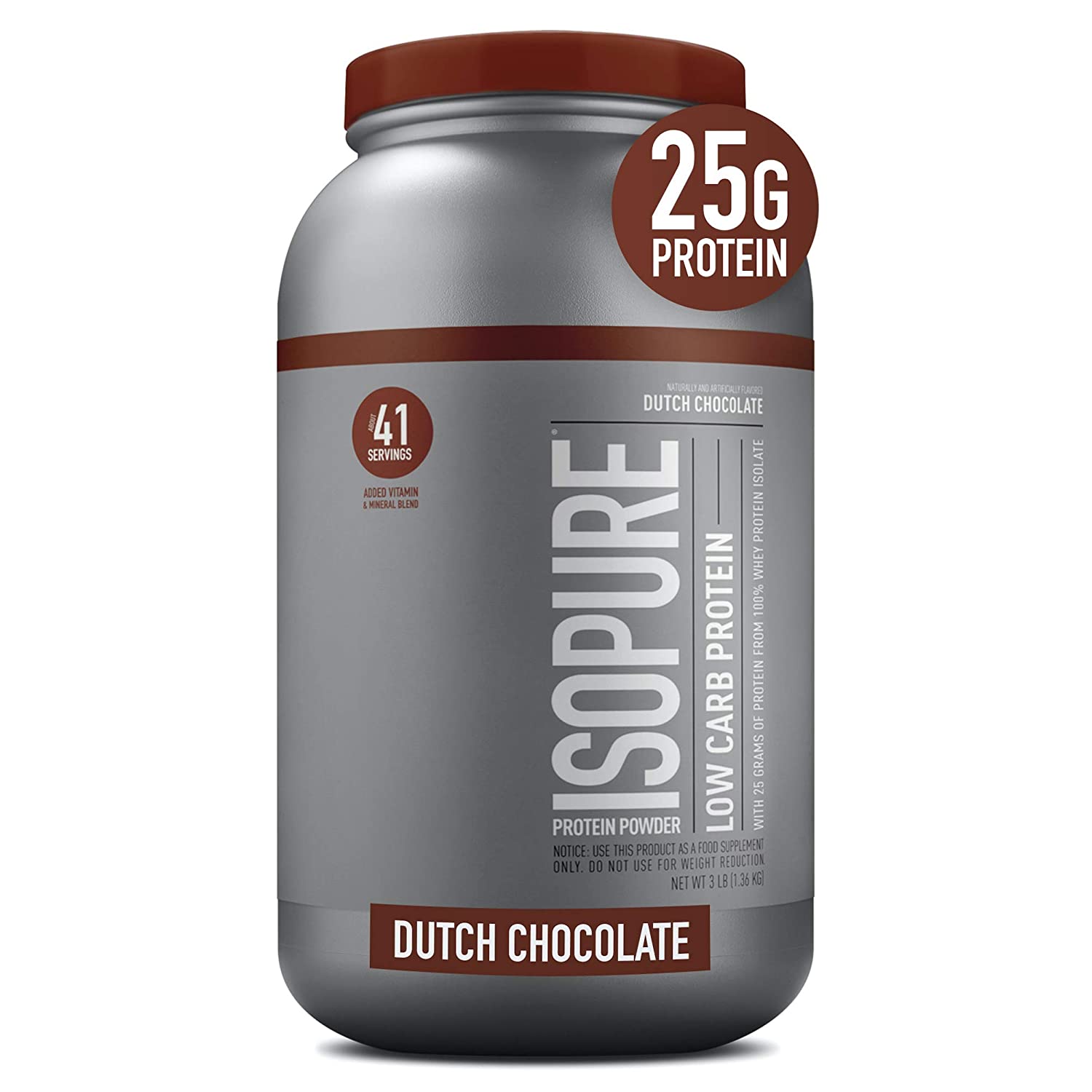 Isopure Low Carb, Vitamin C and Zinc for Immune Support, 25g Protein, Keto Friendly Protein Powder
