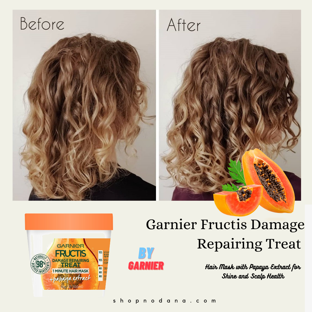 Best hair mask-Garnier Fructis Damage Repairing Treat 1 Minute Hair Mask with Papaya Extract for Shine and Scalp Health